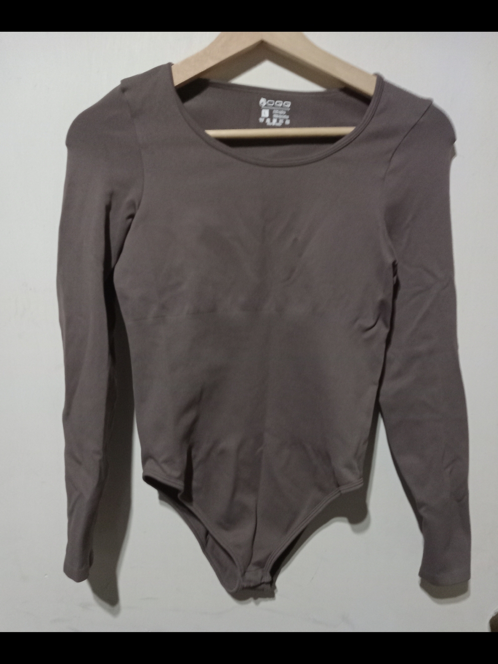 OQQ Branded Stretch Bodysuit - Deep Brown